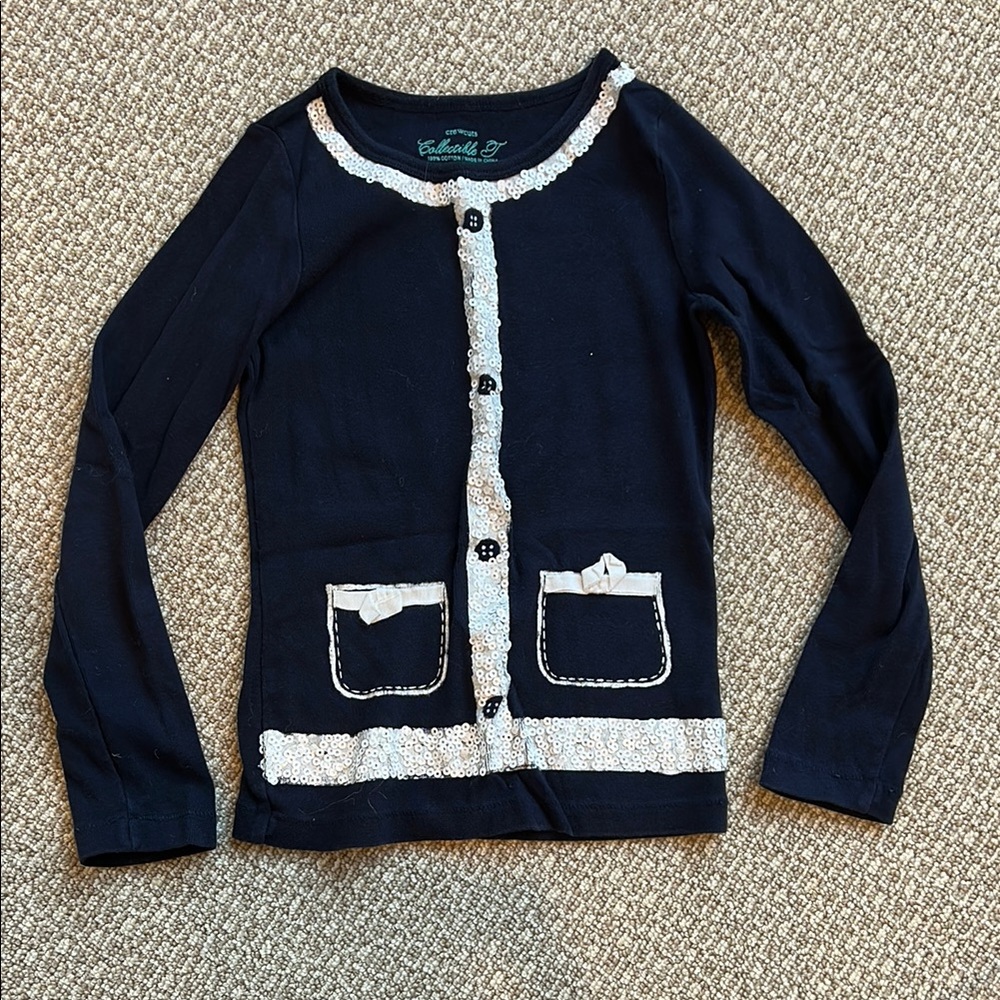 Crewcuts Navy Blue Classic Sweater Classic with Sequin Details